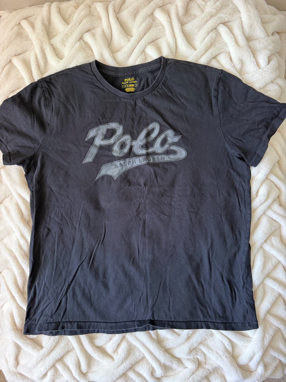 Ralph Lauren Black Tee with Gray Polo Script